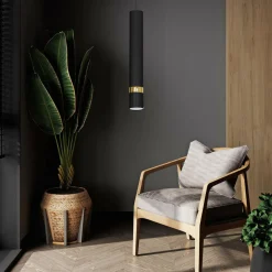 Lampy Wiszące|Luminex Lampa wisząca loftowa tuba czarno-złota RENO