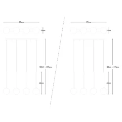 Lampy Wiszące|Zumaline Lampa wisząca na listwie 4 kule złota ARCTURUS