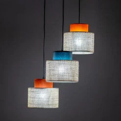 Lampy Wiszące|TK Tomasz Krywult Lampa wisząca okrągła podstawa 3 abażury DUO JUTA