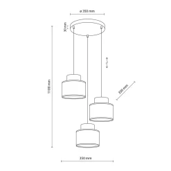 Lampy Wiszące|TK Tomasz Krywult Lampa wisząca okrągła podstawa 3 abażury DUO JUTA