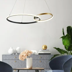 Zumaline Lampa wisząca pierścieniowa LED RANDO czarno-złota