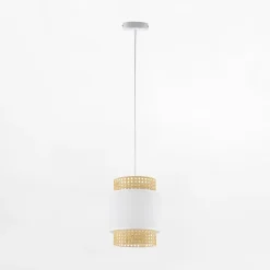 Lampy Wiszące|TK Tomasz Krywult Lampa wisząca rattanowa biała BOHO 20 cm