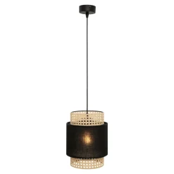 TK Tomasz Krywult Lampa wisząca rattanowa czarna BOHO 20 cm