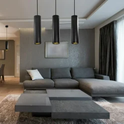 Lampa wisząca tuba czarno-złota LATI III