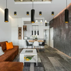 Lampa wisząca tuba czarno-złota LATI I