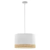 Lampa wisząca z rattanem biała PAGLIA 38,5 cm