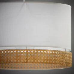 Lampa wisząca z rattanem biała PAGLIA 38,5 cm