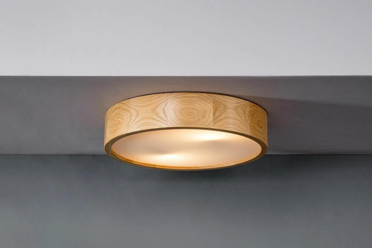Plafony|Wszystkie Lampy Sufitowe| Lampa z oprawą w kolorze dębu - średnica 47 cm