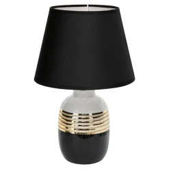 Zumaline Lampka nocna czarno - biała w złote pasy