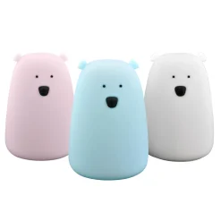 Lampki Nocne|Lampy Do Pokoju Dziecięcego| Lampka nocna silikonowa biała LED RGB MIŚ