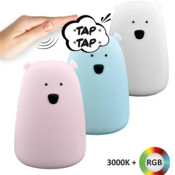 Lampki Nocne|Lampy Do Pokoju Dziecięcego| Lampka nocna silikonowa biała LED RGB MIŚ