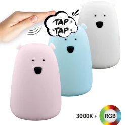 Lampki Nocne|Lampy Do Pokoju Dziecięcego| Lampka nocna silikonowa niebieska LED RGB MIŚ