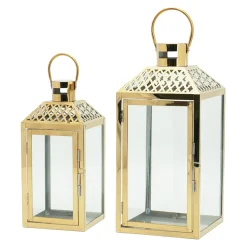 Świece, Świeczniki I Latarenki| Latarenka / lampion złota 41 cm