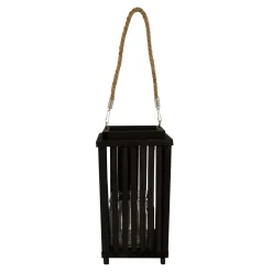 Świece, Świeczniki I Latarenki| Latarenka drewniana czarna 21 cm