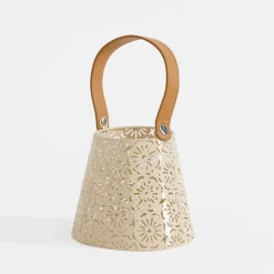 Świece, Świeczniki I Latarenki|inny Latarenka metalowa beżowa 16x26,5 cm