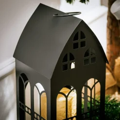 inny Latarenka metalowa czarna DOMEK 32 cm