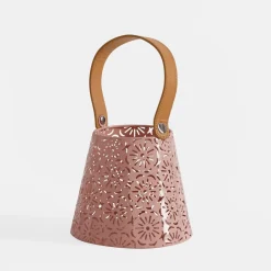 Świece, Świeczniki I Latarenki|inny Latarenka metalowa różowa 16x26,5 cm