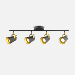 Listwy Oświetleniowe|Wszystkie Lampy Sufitowe|Krislamp Listwa oświetleniowa 4 reflektorki czarno-złota FABIO