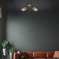 Listwy Oświetleniowe|Wszystkie Lampy Sufitowe|inny Listwa podwieszana 2 klosze czarna jasne drewno HEMA