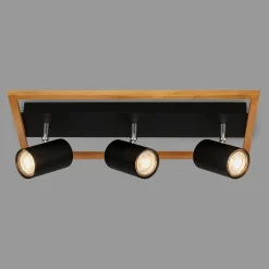 inny Listwa podwieszana 3 reflektory ramka jasne drewno czarna FREY