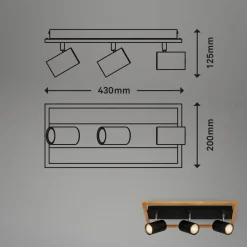 inny Listwa podwieszana 3 reflektory ramka jasne drewno czarna FREY