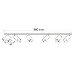 Zumaline Listwa podwieszana 6 reflektorów spot złota REN