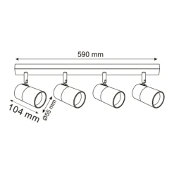 Zumaline Listwa podwieszana 4 reflektory spot czarno-złota FORI