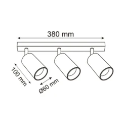Listwy Oświetleniowe|Wszystkie Lampy Sufitowe|Zumaline Listwa podwieszana 3 reflektory spot WADE