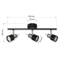 Listwy Oświetleniowe|Wszystkie Lampy Sufitowe|LED-POL Listwa 3-punktowa czarna ORO STERNA