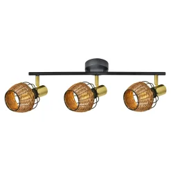 Listwy Oświetleniowe|Wszystkie Lampy Sufitowe|Zumaline Listwa 3-punktowa rattan czarno-złoty COPA