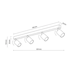TK Tomasz Krywult Listwa sufitowa 4 spoty czarno-złota TOP