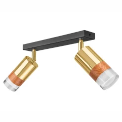 Listwy Oświetleniowe|Wszystkie Lampy Sufitowe| Listwa z 2 reflektorkami regulowana złota AURORA