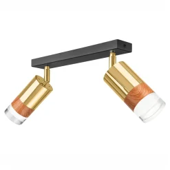 Listwy Oświetleniowe|Wszystkie Lampy Sufitowe| Listwa z 2 reflektorkami regulowana złota AURORA