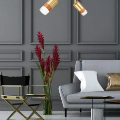 Listwy Oświetleniowe|Wszystkie Lampy Sufitowe| Listwa z 2 reflektorkami regulowana złota AURORA