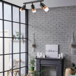 Listwy Oświetleniowe|Wszystkie Lampy Sufitowe| Listwa z 3 reflektorkami regulowana czarna AURORA