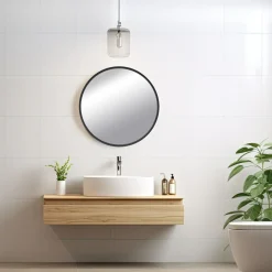 Lustra Dekoracyjne|Lustra Łazienkowe|inny Lustro łazienkowe okrągłe czarne TORRE 80 cm