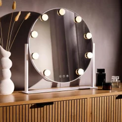 inny Lustro okrągłe z lampkami LED białe 44 cm