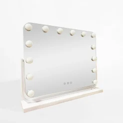 Lustra Dekoracyjne|Lustra|inny Lustro prostokątne z lampkami LED białe 53x12x45 cm