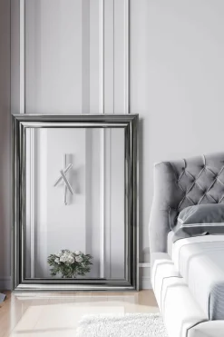 Lustra Dekoracyjne|Lustra| Lustro w srebrnej ramie VERONA 78x108 cm