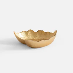 inny Miska szklana złota LIŚĆ 16 cm