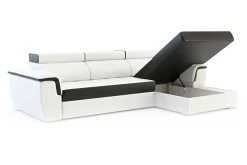 Exline Narożnik biało-czarny AVERSA prawy