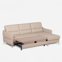 Narożniki|inny Narożnik jasnobeżowy z nóżkami w chromie FARO prawy