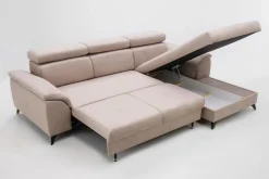 Exline Narożnik rozkładany beżowy z regulowanymi zagłówkami PABLO NEW prawy