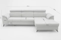 Exline Narożnik rozkładany beżowy z regulowanymi zagłówkami PABLO NEW prawy