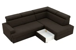 Fresh Narożnik rozkładany ciemnobrązowy COMO prawy