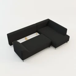 FN Design Narożnik rozkładany czarny ASOLO prawy