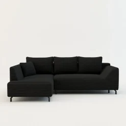 Narożniki|FN Design Narożnik rozkładany czarny ASOLO lewy