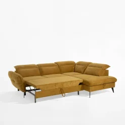 Werdomo Narożnik rozkładany musztardowy ALESSIO L prawy