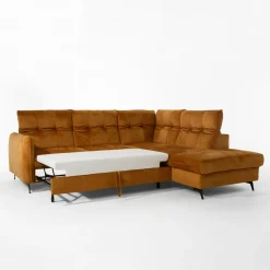 Narożniki|Agio Divani Narożnik rozkładany musztardowy GOJA prawy