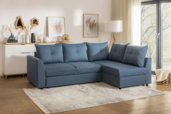 Narożniki|Exline Narożnik rozkładany niebieski SORINO prawy